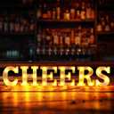 LED Cheers Sign for Home Bar 5 Pcs LED Marquee Light up Letters Battery Powered Cheers LED Sign for Wall Decor Bar Sign for Bachelorette Party Bar Beer Party (Warm White)