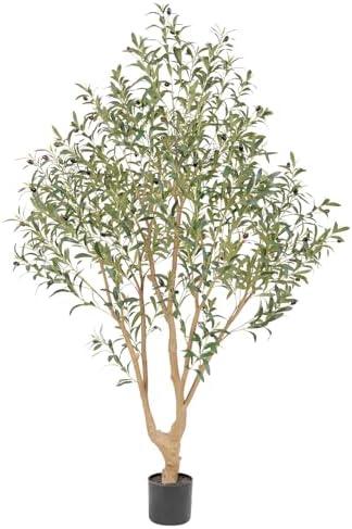 Nafresh Majestic Faux Olive Tree 6ft – Artificial Olive Tree Indoor & Outdoor with Lifelike Leaves & Textured Branches for Living Room, Office, Entryway, Patio