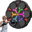 Music Punching Machine for Kids Adults,Bluetooth Wall Mounted Boxing Trainer with Gloves,Rhythm Lights,2 Player Battle Mode,Reaction Training Pad,Home Gym Sport Toys Gifts for Boys Girls Teens 3-12+