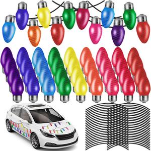 Outus 96 Pieces Christmas Car Refrigerator Decorations -48 Reflective Bulb Light Shaped Magnets 48 Magnetic Wires Ornaments Set Xmas Holiday Cute Decor(Assorted Colors, 96 Pieces)