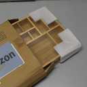 Juvale Drawer Organizer Tray - 8-Slot Drawer Divider for Utensils - Versatile Silverware Holder - Desk Tray for Office Supplies - 14 x 10 x 2 in, Brown, Bamboo