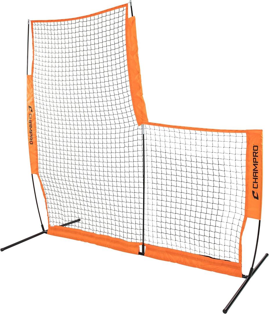 CHAMPRO MVP Portable Lightweight Protective L-Screen, Baseball/ Softball Pitcher's Net, 7' X 7'
