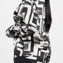 Women's Print Button Down Shirts Long Sleeve Business Casual Work Blouse Tops (Black, S)