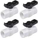 (4 Pcs) 1-1/4" PVC Ball Valve, Shut-Off PVC Ball Valve Socket with Upgrade Easy-Turn Handle for SCH40 Pipe-Suitable for Swimming Pool, Water Project & Irrigation System, Rated at 150 PSI