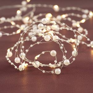 Rhytsing 36 LEDs White Pearl Glarand Battery Operated Fairy String Lights with Timer Function for Wedding Christmas Party Event Decoration, 14.7FT Rhytsing 36 LEDs White Pearl Glarand Battery Operated Fairy String Lights with Timer Function for Wedding Christmas Party Event Decoration, 14.7FT