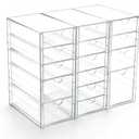 Acrylic Drawer Organizer with 15 Drawers, Makeup Craft Office Desk Organizers Accessories, Set of 3 Clear Stackable Storage Drawers for Vanity, Countertop, Jewelry, Art Supply Organization