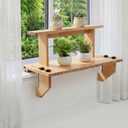Double-layer Window Sill Extender Plant Shelf, 20+21 Inch Detachable Adjustable Window Sill Extender Shelf Stand for Plants Cat Perch, Renter Friendly No Drilling/Damage