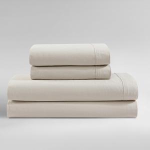Calvin Klein - King Size Sheet Set, 100% Long-Staple Cotton Percale Bedding, Crisp & Cool, Deep Pockets, Bed Sheets with Matching Fitted Sheet & Pillowcases (Washed Percale Light Beige)