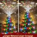 Christmas Tree Topper with 32.8FT Color Light Cord and 6 Projection Modes, Christmas Star Tree Topper Built-in LED Rotating Projector Lights, 3D Glitter Christmas Tree Decorations (Silver)