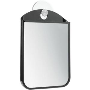 mDesign Bathroom Shower Suction Fog Away Shaving Mirror - Black/Brushed