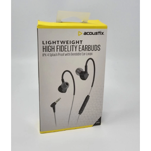 Acoustix High Fidelity Earbuds Lightweight Wired Headphones Mic IPX4 Splashproof