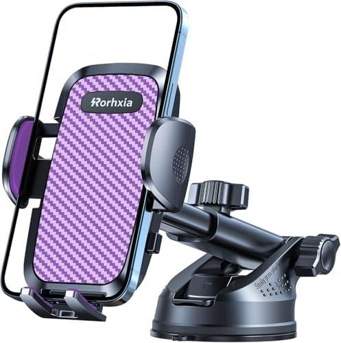 Rorhxia Purple 3-in-1 Phone Holders for Your Car [2025 Most Stable and Flexible Suction Cup] Vent Dashboard Windshield Cell Phone Car Mount Fit for iPhone, Samsung, All Phone