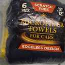 Super Soft Microfiber Towels for Cars - Edgeless - 6pk (12x12) - Premium Scratch-Free Towel - Great for Drying, Detailing, Polishing, Buffing - Ultra Absorbent Microfiber Cleaning Cloths for Car (Black and Yellow)
