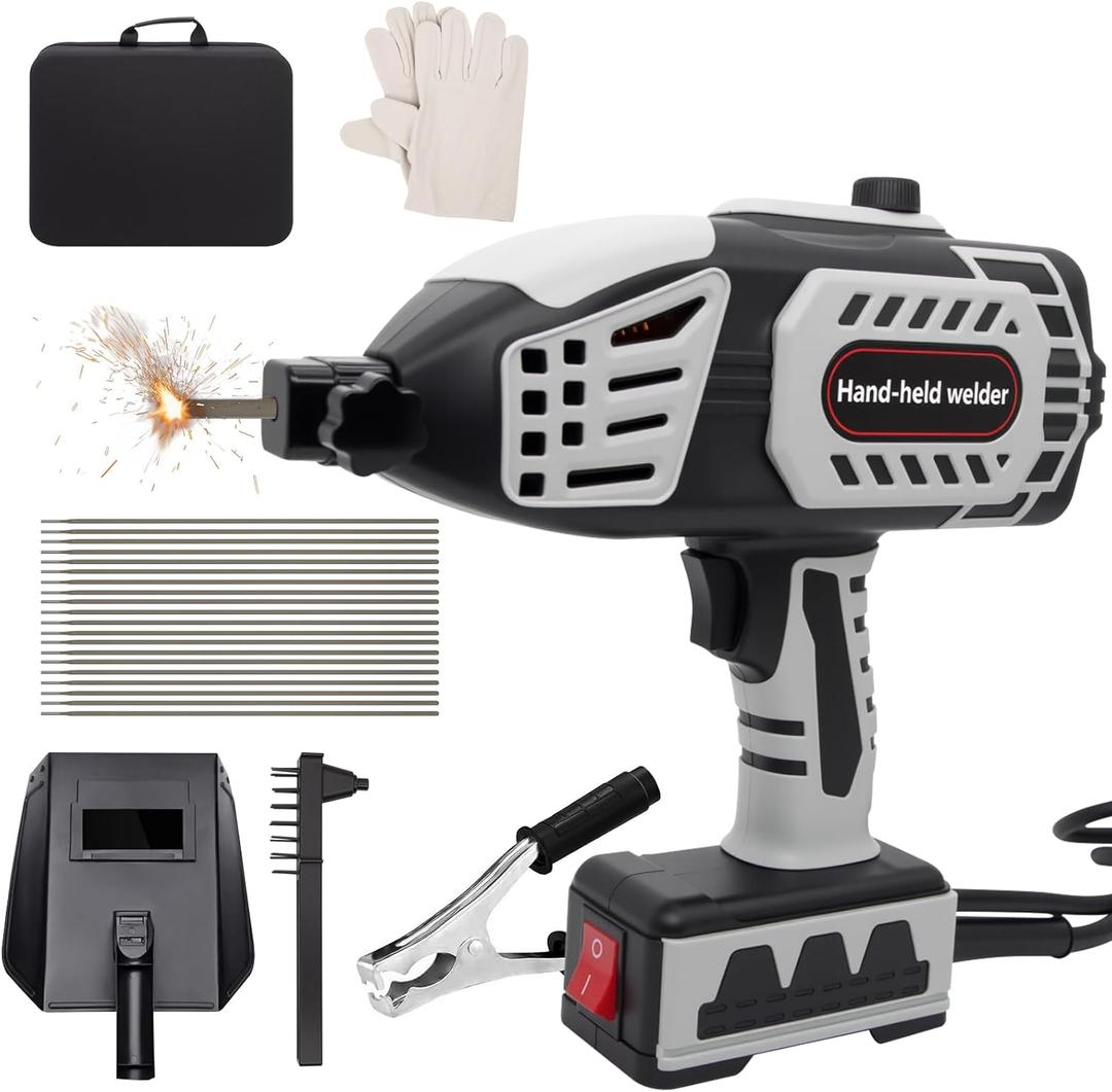 Welding Machine Handheld, 20A-120A 110V Portable Hand Held Welder Machine with IGBT Inverter 5 Variable Current Adjustment, Portable ARC Welder Gun, Fits for 1/16''-1/8'' Welding Rods (Dark Grey)