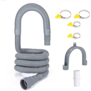 PinkCross Universal Washing Machine Drain Hose Extension, Flexible Washer & Dishwasher Hose, Portable Sink & Dehumidifier Pipe, Corrugated Plastic Hose with Clamp (16.4FT)