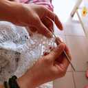 USTIDE Vintage Oval Crochet Tablecloth Beige Cotton Lace Table Cover Rustic Oval Table Overlays for Wedding/Party 80"x120"