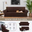 KEKUOU Stretch Sofa Cover Slipcover Couch Covers for 3 Cushion Couch Sofa pet Friendly (78"-94") Furniture Protector Sofa with Elastic Bottom for Kids,Dog, Jacquard Small Checked(Large,Chocolate)