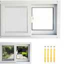 Basement Window,Home Windows Replacment Bathroom Window,Horizontal Sliding Windows,Ventanas para Casa Exterior,White Aluminum Frame Sliding Windows with Screen 15.75 x 23.62 in