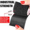 Industrial-Strength Hook-and-Loop Tape, 1.18" x 11.5', Super Strong Sticky Strips Roll for Home, Office, School, Car, Black
