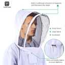 LONGADS Professional Bee Suit for Men and Women, Full Body Beekeeping Suit with Gloves & Protective Round Veil, Size L (Fits 61-65 Inches / 5'1"-5'5") for Apiary & Backyard