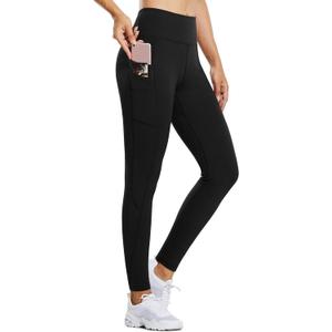 baleaf Women's Fleece Lined Leggings Water Resistant Thermal Winter Warm Tights High Waisted with Pockets Running Gear (Medium, A-black-27")