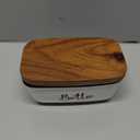 Butter Dish with Lid, ALELION Large Ceramic Butter Dish for Countertop, Butter Keeper with Thick Acacia Wood Lid, Kitchen Decor and Accessories for Kitchen Gifts, White