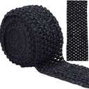 GORGECRAFT 5.5 Yards 2.8" Wide Elastic Crochet Headband Ribbon Crochet Stretch Trim Fabric for Hair Accessories Tube Top, Black