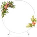 7.2ft Round Backdrop Stand, Stable Balloon Arch Stand, Metal Wedding Arch Backdrop Stand Circle Backdrop Stand Frame for Wedding, Birthday Party, Baby Shower Decoration (White)