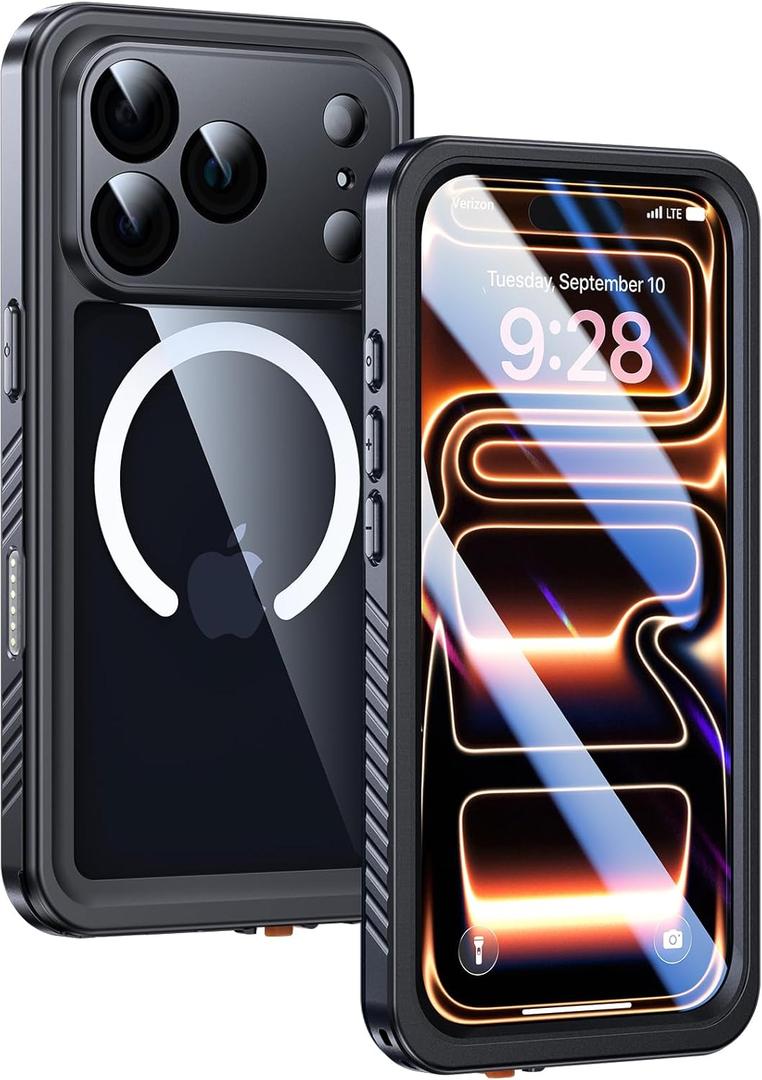 Lanhiem Magnetic for iPhone 17 Pro Max Case Waterproof, Built in Screen Protector & Camera Protection, [Compatible with MagSafe] Full Body Dustproof Heavy Duty Rugged Phone Case 6.9'' (Black)
