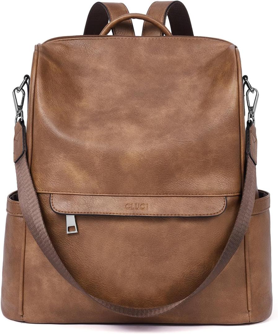 CLUCI Womens Backpack Purse PU Leather Anti-theft Fashion Designer Travel Bag Ladies Shoulder Bags | Purse, Fashion, Ladies, Shoulder Bags, Purse, Ladies (Top Zip-3 Brown)