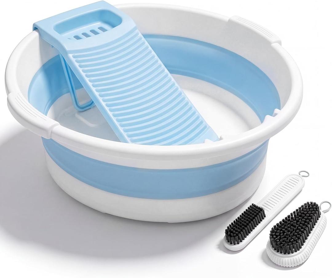 Lounsweer Large Collapsible Washboard for Hand Washing Clothes, Blue