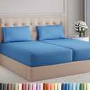 Split King Size 5 Piece Sheet Set - Comfy Breathable & Cooling Sheets - Hotel Luxury Bed Sheets for Women & Men - Deep Pockets, Easy-Fit, Soft & Wrinkle Free Sheets - Royal Blue Oeko-Tex Bed Sheet Set