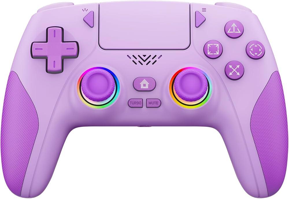 IWGAME RGB Wireless Controller for PS5/PC, Hall Effect Joysticks & Triggers Gamepad with programmable/Remap/Turbo Functions, Dual Vibration, 3.5MM Audio Jack(Purple)