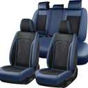 FLORICH Seat Cover Full Set Leather Car Seat Cover Front and Rear 5 Seats Full Coverage Seat Protector Waterproof Automotive Interior Cover Universal Fit for Most Car Truck SUV Decoration, Blue&Black