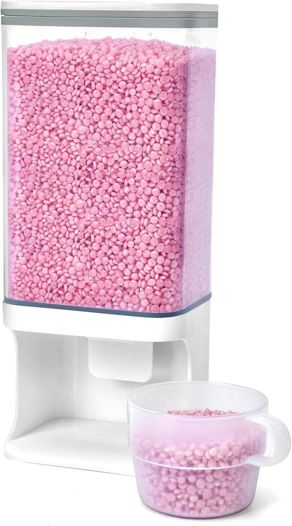 Conworld Laundry Detergent Dispenser, Wall Mounted Laundry Beads Dispenser for Scent Booster Beads, Stain Remover Powder, Bath Salts, Rice, Beans Grain and Dry Food, Laundry Scent Booster Container (Medium (52oz)-White)