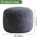 HIGOGOGO Round Stuffed Pouf Ottoman, Corduroy Poufs with Foam Chunk Filling, Furry and Fluffy Pouf Foot Stool Storage Ottoman, 20 X 15 Floor Poufs Foot Rest for Living Room, Dark Grey