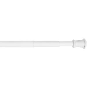 Zenna Home Curtain Rods for Windows 28 to 66 Inches, Adjustable Single Decorative Rod, Tension Window Curtain Rod, No Drilling, Easy to Install, Sturdy 1.125-Inch Diameter, White
