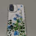 DAIZAG Magnetic Case for iPhone 16,Dried Fruit Flower Blue Design On Clear Base Compatible with MagSafe,Drop Protection Shockproof Case for iPhone 16 White