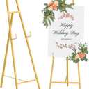 2 Pack Gold Easel Stand for Sign,Adjustable Easel Dispaly Stand, Metal Large Floor Standing Easels for Pictures,Wedding Poster Stands for Baby Showers,Birthday Parties