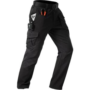 Mens Cargo Pants Tactical Work Construction for Men Ripstop Waterproof Outdoor Hiking with Pockets (Black, M)