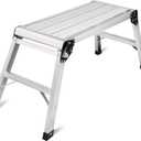 LEADALLWAY Work Platform Aluminum 30"x12"x20" Step Ladder Heavy Duty Foldable Aluminum Platform 330 Lbs Capacity