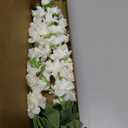 8 pcs White Delphinium Artificial Flowers, 34.25''Artificial Snapdragon Flowers Tall Fake Flowers Silk Flowers Faux Delphinium Bulk for Tall Vase Home Wedding Garden Table Decor (White)