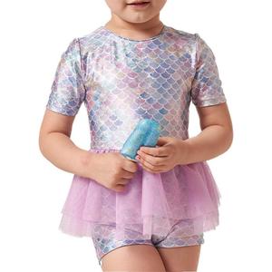 Julysand Toddler Girls One Piece Mermaid Swimsuit with Mesh Skirt Ruffled Swimwear Sun Protection Bathing Suit (4T, Scale Printing 3)