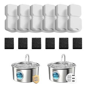 ATMZIQXR Cat Water Fountain Filters: 12 Cat Fountain Filter Replacement - 3 Months Set of Replacement Filters for ATMZIQXR Pet Fountains S18 - Contains 4 Carbon Filters + 6 Sponges Filters
