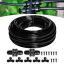 100FT 1/4 inch New Quick-Connect Drip Irrigation Kit Distribution Hose Tubing for Garden Irrigation System (Includes 2 Pcs 6-Way Connector, 5 Pcs 1/4" Tee and 10 Pcs End Plugs)