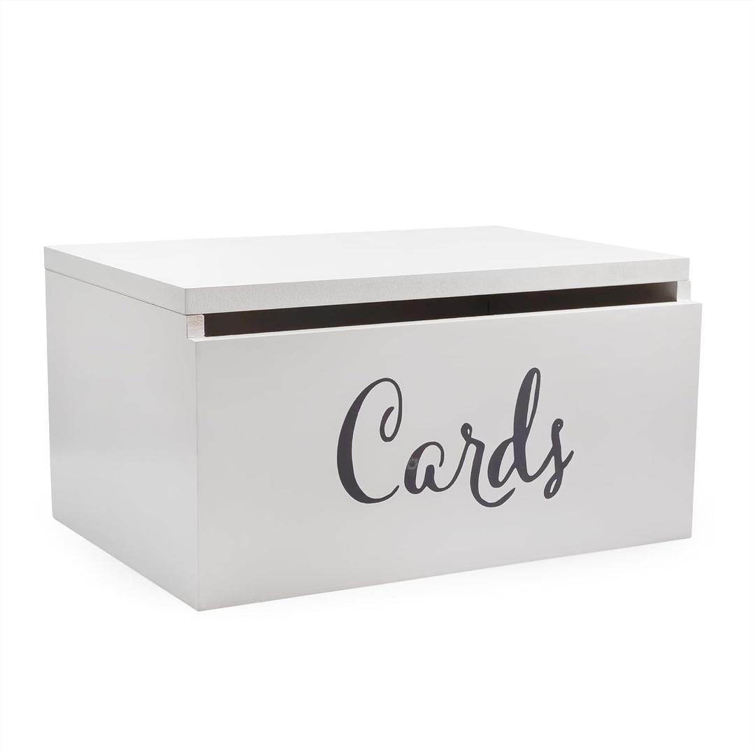 Darware Wooden Wedding Card Box for Reception (White), Decorative Card Receiving Box for Birthdays, Showers, Graduations and More