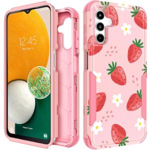 for Samsung Galaxy A14 5G Case - Women Cute Girls Phone Cover Cool Aesthetic Unique Design Teen Kawaii Strawberry Heavy Duty Protective Hard Shockproof Military Grade Funda for Galaxy A14