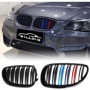 E60 Grille - Front Kidney Color Grill Compatible with 2003-2009 BMW 5 series 520i,523i,525i,528i,530i,535i,550i,Double Slats 2Pcs