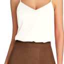 MANGOPOP Women's Bodysuit V Neck Spaghetti Strap Tank Tops Cami Backless Sleeveless Loose Fit Blouse Body Suits Sexy Casual