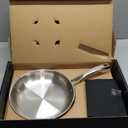 12 Inch Stainless Steel Pan, 5-Ply Clad Base 800 Safe Frying Pans for Even Heating, Premium Cookware for Induction, Gas,Electric&Oven